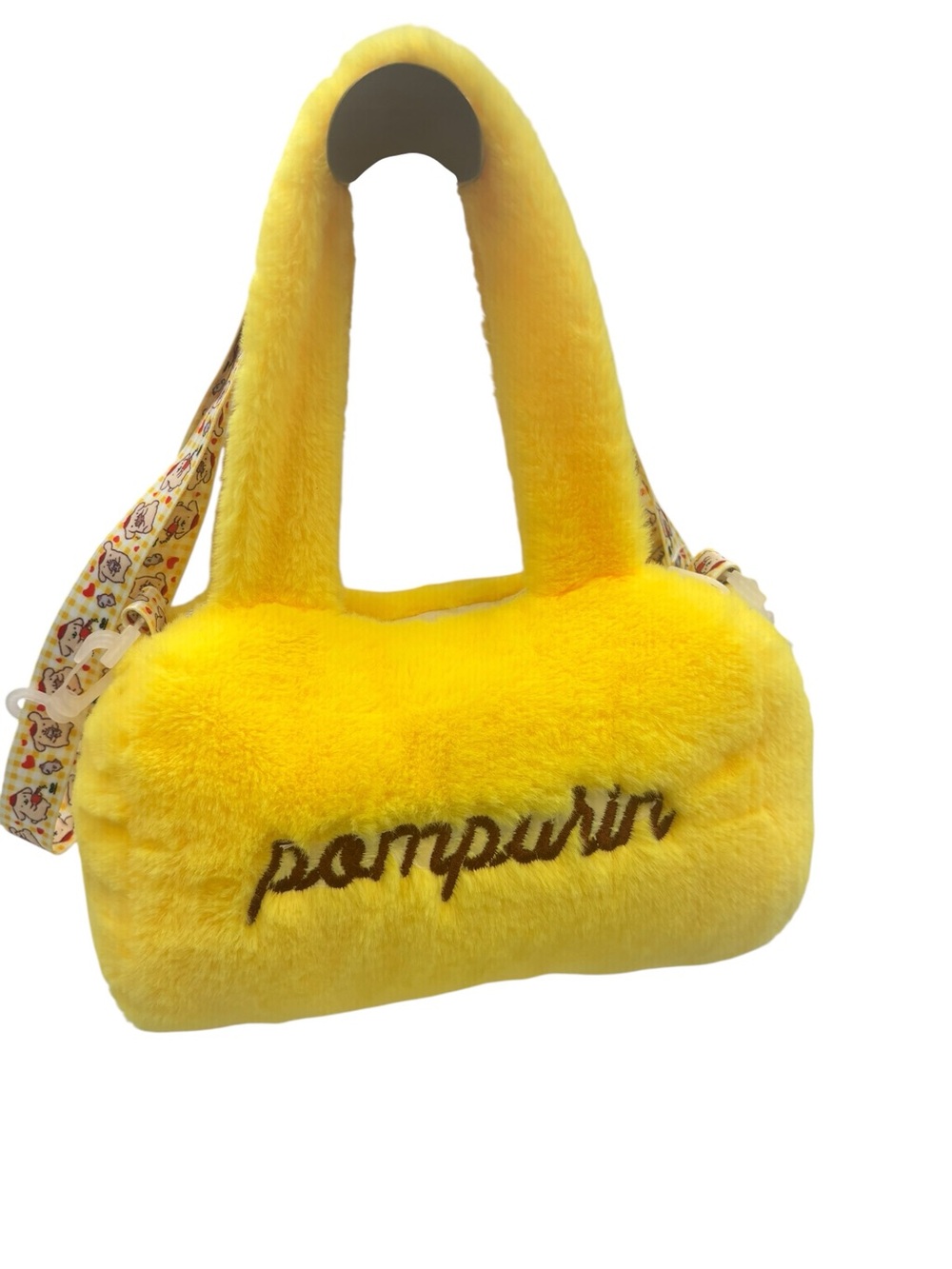 Sanrio Pompurin Plush Fuzzy Mini Tote Bag Yellow Kawaii Shoulder Purse - Picture 3 of 6